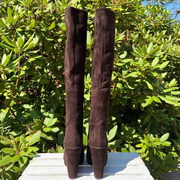 Stuart Weitzman Molten Wedge Boots in Cola Suede - Size 6.5 - Picture 5 of 9